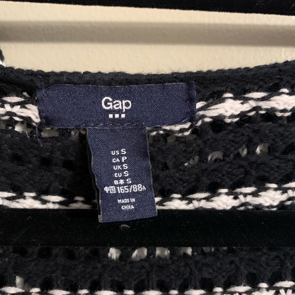 EUC Gap Sz S black/white striped, hooded, lightweight cardigan tunic sweater. - Picture 2 of 3